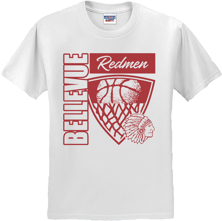Bellevue Redmen Hoops Hero (red) - Jerzees® - Youth Dri-Power® 50/50 Cotton/Poly T-Shirt - 29B
