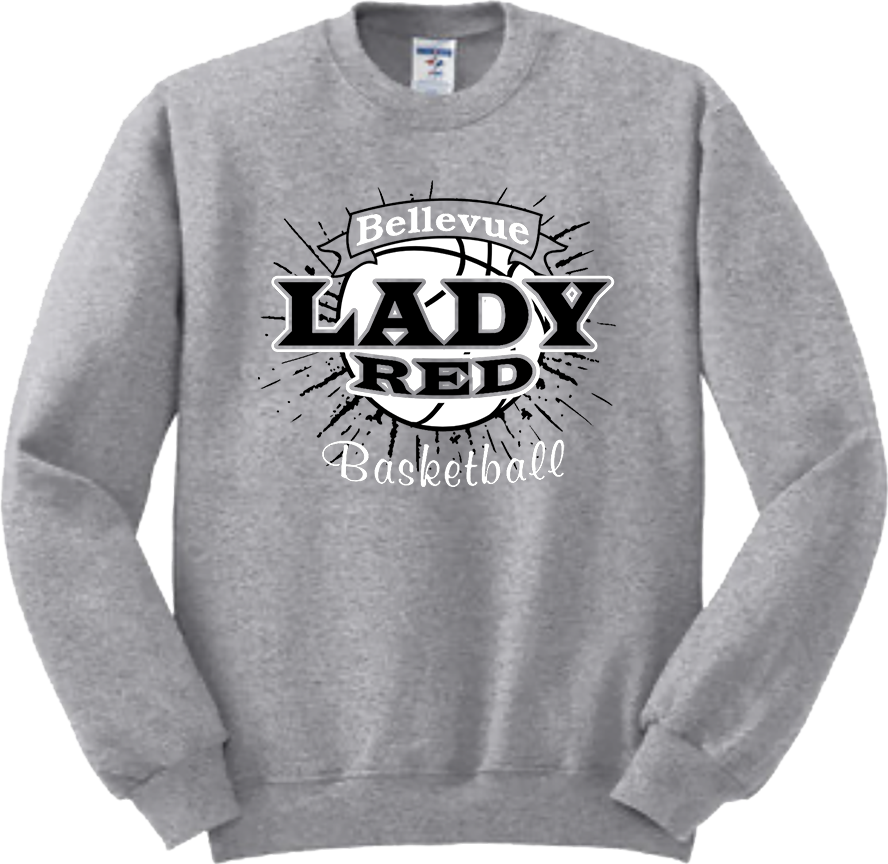 Bellevue Lady Red Basketball Banner - Jerzees® - NuBlend® Crewneck Sweatshirt - 562B / 562M