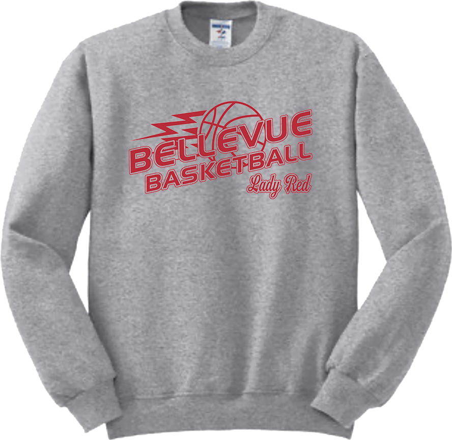 Bellevue Lady Red Basketball Lightning - Jerzees® - NuBlend® Crewneck Sweatshirt - 562B / 562M