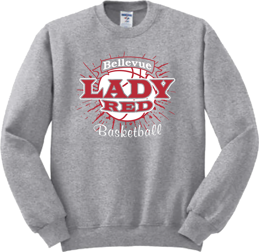 Bellevue Lady Red Basketball Banner (red) - Jerzees® - NuBlend® Crewneck Sweatshirt - 562B / 562M
