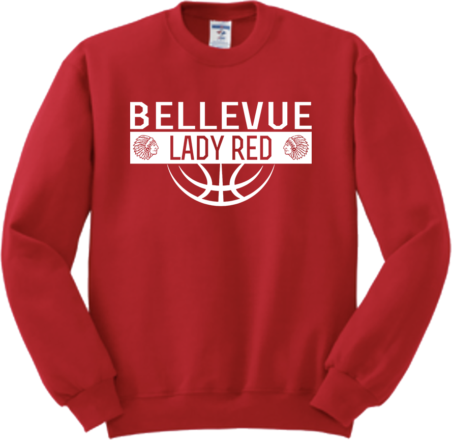 Bellevue Lady Red Ball (all white) - Jerzees® - NuBlend® Crewneck Sweatshirt - 562B / 562M