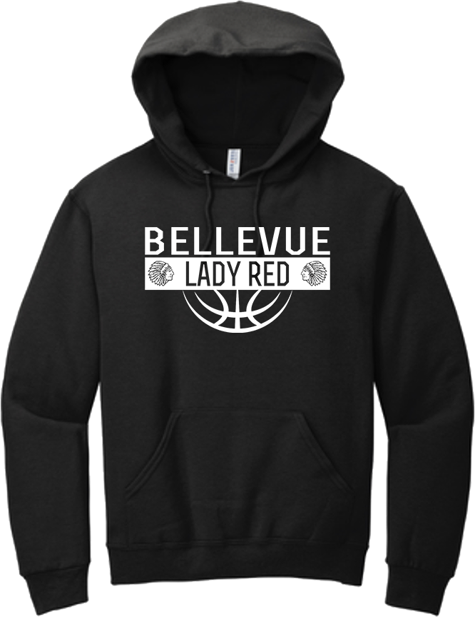Bellevue Lady Red Ball (all white) - Jerzees® - NuBlend® Pullover Hooded Sweatshirt - 996Y / 996M