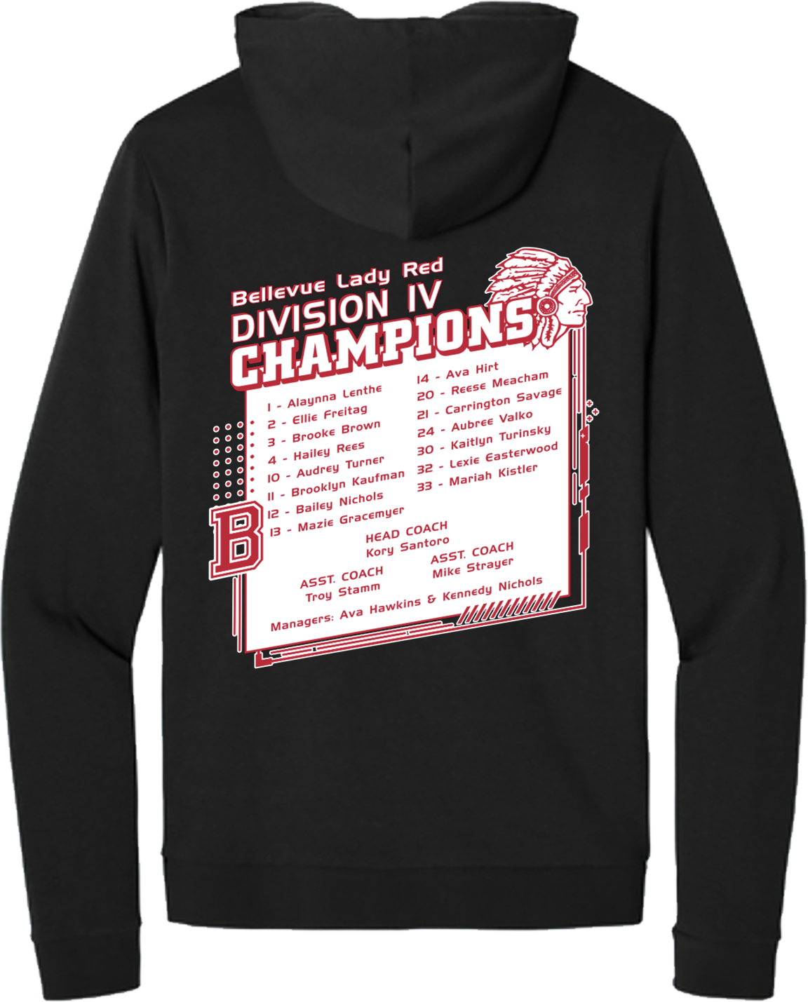 Bellevue Lady Red Basketball - 2025 State Champions - District® V.I.T.™ Fleece Hoodie DT6100/DT6100Y
