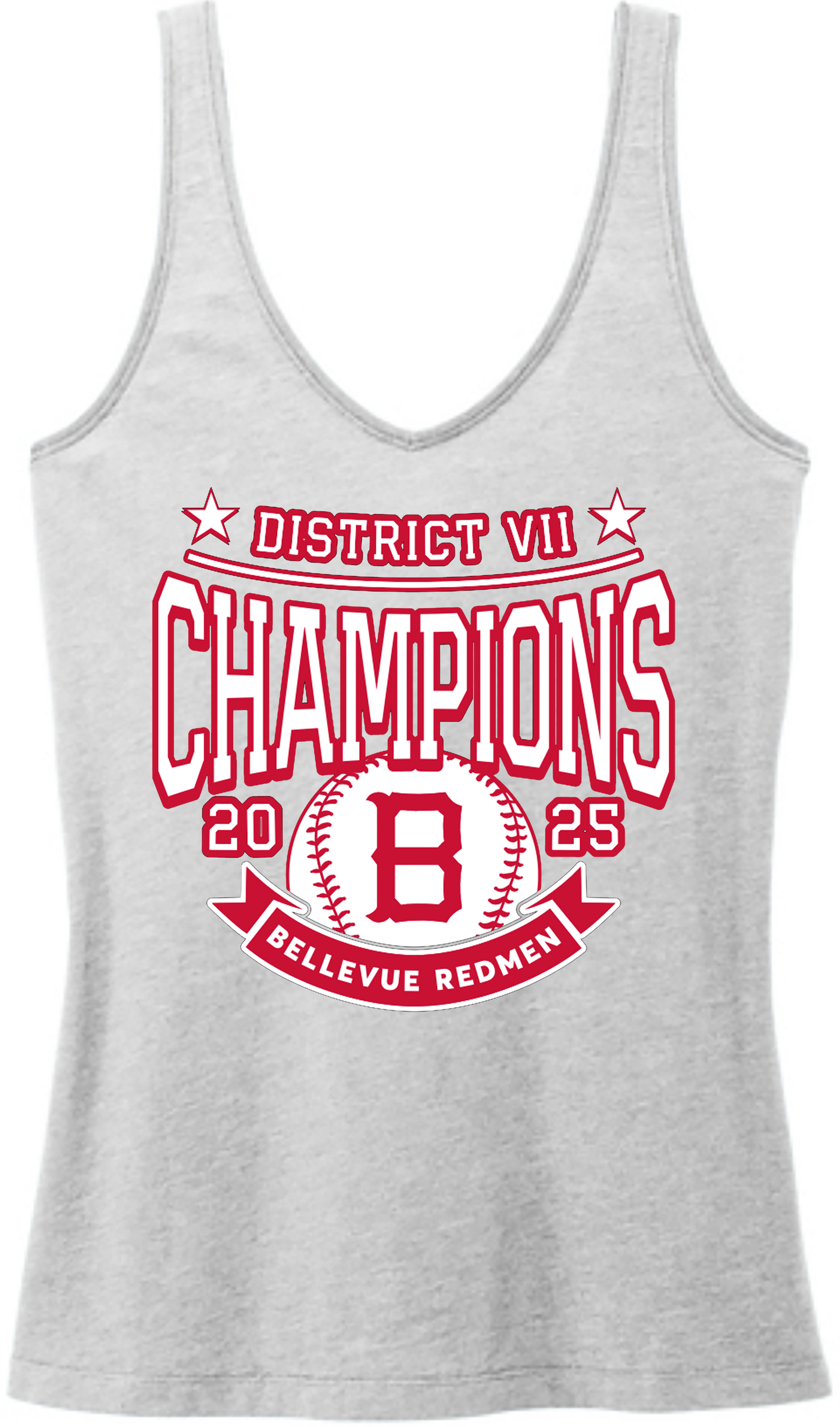 Little League - 2025 10U District Champions - Women's District Perfect Blend CVC V-Neck Tank - DT154
