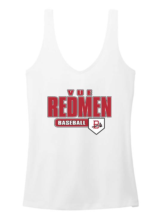 District® Vue White Women's Perfect Blend® CVC V-Neck Tank DT154