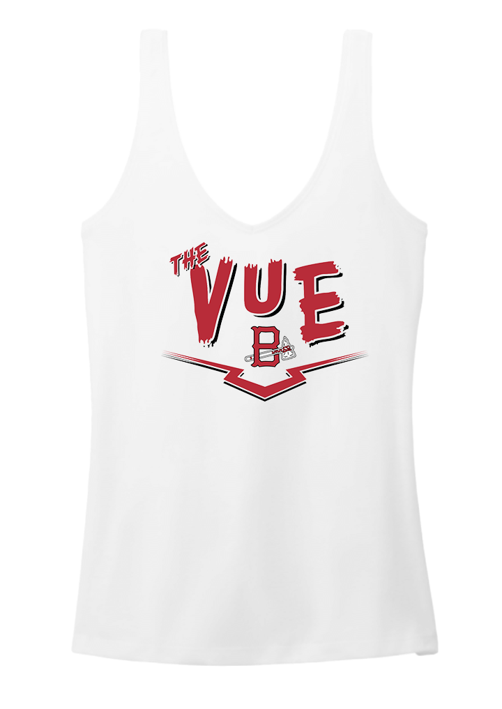 District® Vue White Women's Perfect Blend® CVC V-Neck Tank DT154