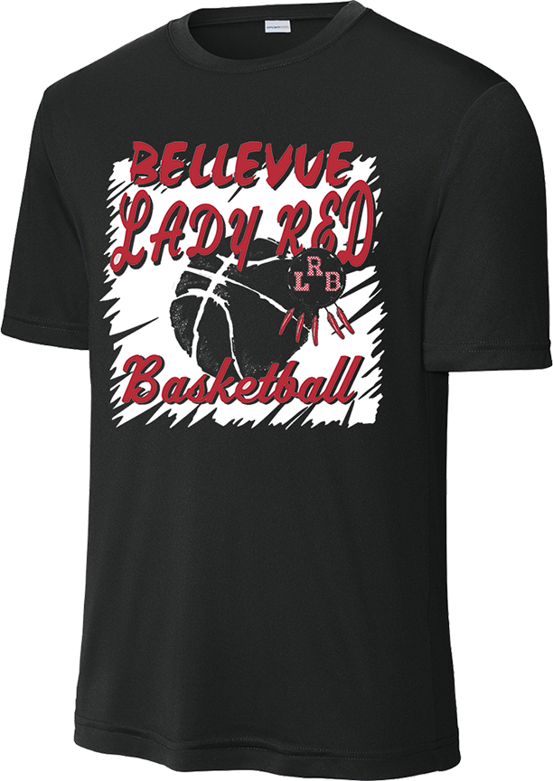 Bellevue Lady Red Basketball Cut Out - Sport-Tek® PosiCharge® Competitor™ Tee - YST350 / ST350