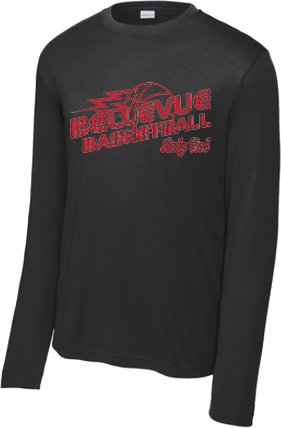 Bellevue Lady Red Basketball Lightning - Sport-Tek® Long Sleeve PosiCharge® Competitor™ Tee - YST350LS / ST350LS