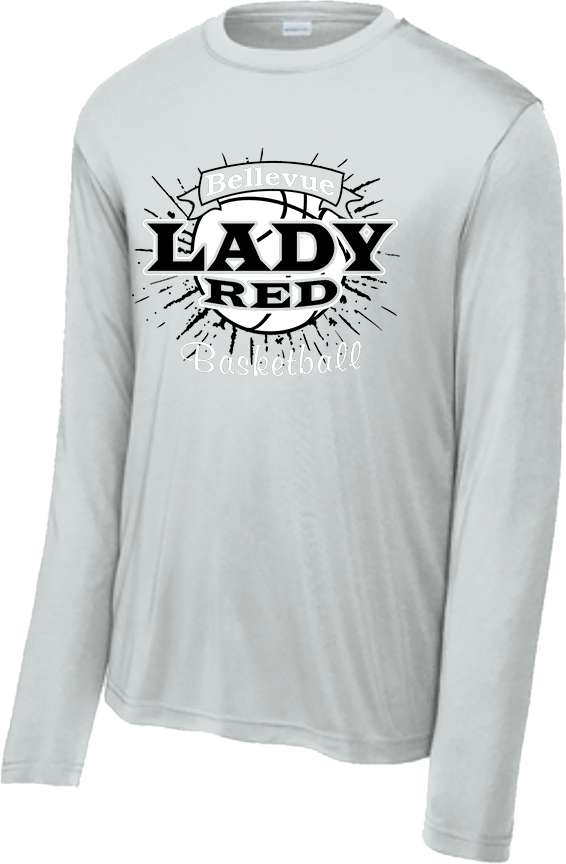 Bellevue Lady Red Basketball Banner - Sport-Tek® Long Sleeve PosiCharge® Competitor™ Tee - YST350LS / ST350LS