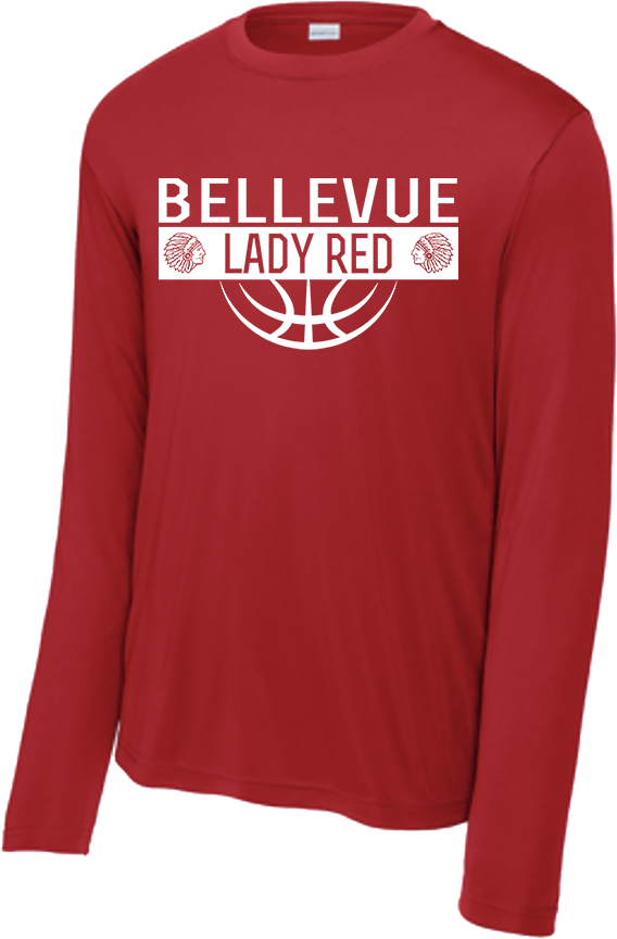 Bellevue Lady Red Ball (all white) - Sport-Tek® Long Sleeve PosiCharge® Competitor™ Tee - YST350LS / ST350LS