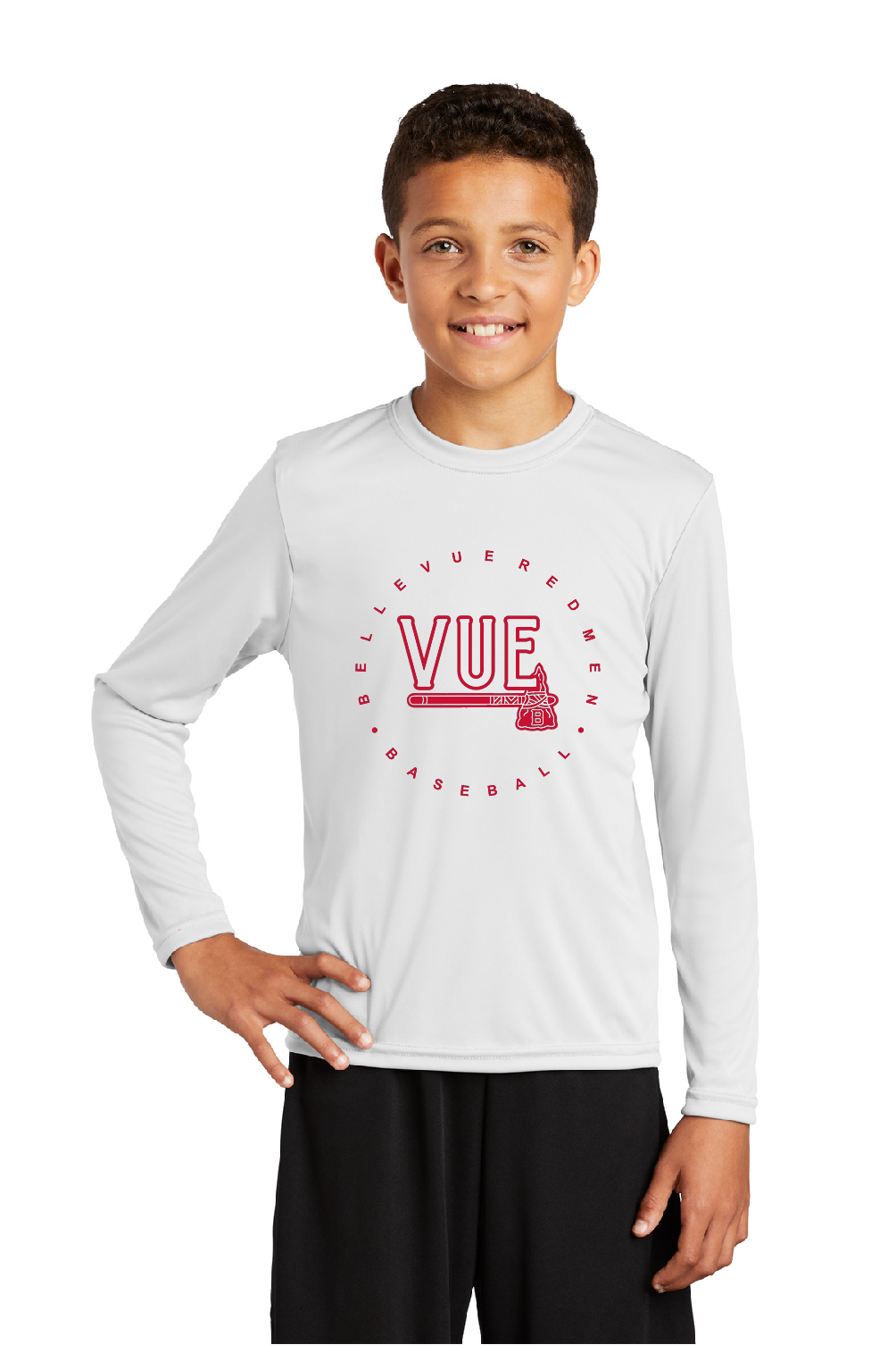 Sport-Tek® Vue White Youth Long Sleeve PosiCharge® Competitor™ Tee YST350LS