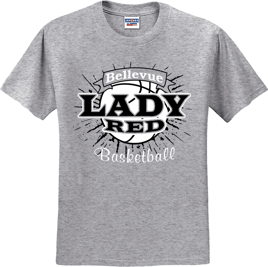 Bellevue Lady Red Basketball Banner - Jerzees® - Dri-Power® 50/50 Cotton/Poly T-Shirt - 29B / 29M