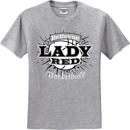 Bellevue Lady Red Basketball Banner - Jerzees® - Dri-Power® 50/50 Cotton/Poly T-Shirt - 29B / 29M