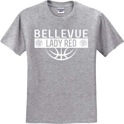 Bellevue Lady Red Ball (all white) - Jerzees® - Dri-Power® 50/50 Cotton/Poly T-Shirt - 29B / 29M