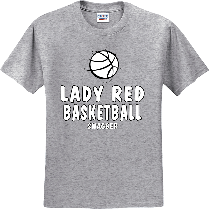 Bellevue Lady Red Basketball Swagger - Jerzees® - Dri-Power® 50/50 Cotton/Poly T-Shirt - 29B / 29M