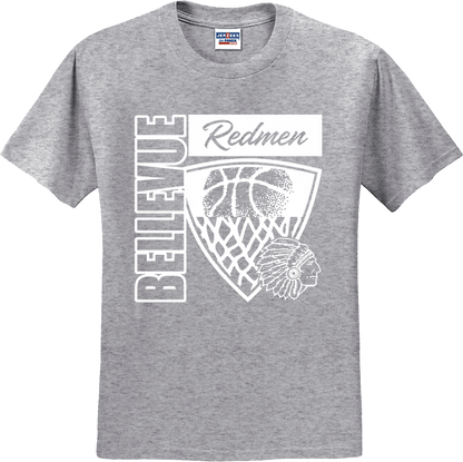 Bellevue Redmen Hoops Hero (all white)  - Jerzees® - Youth Dri-Power® 50/50 Cotton/Poly T-Shirt - 29B