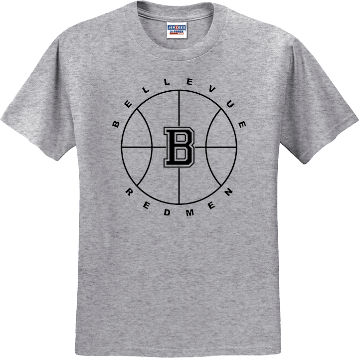 Bellevue Redmen B Ball (black) - Jerzees® - Youth Dri-Power® 50/50 Cotton/Poly T-Shirt - 29B