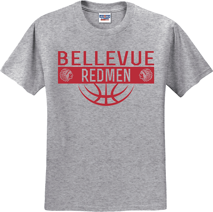 Bellevue Redmen Ball (red) - Jerzees® - Youth Dri-Power® 50/50 Cotton/Poly T-Shirt - 29B