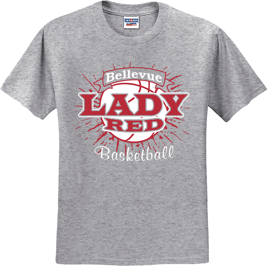 Bellevue Lady Red Basketball Banner (red) - Jerzees® - Dri-Power® 50/50 Cotton/Poly T-Shirt - 29B / 29M