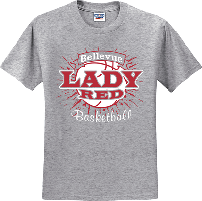 Bellevue Lady Red Basketball Banner (red) - Jerzees® - Dri-Power® 50/50 Cotton/Poly T-Shirt - 29B / 29M