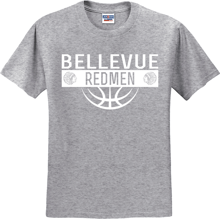 Bellevue Redmen Ball (all white) - Jerzees® - Youth Dri-Power® 50/50 Cotton/Poly T-Shirt - 29B