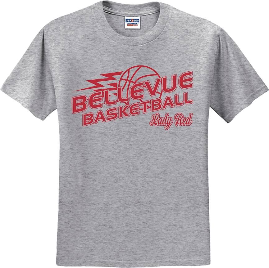 Bellevue Lady Red Basketball Lightning - Jerzees® - Dri-Power® 50/50 Cotton/Poly T-Shirt - 29B / 29M