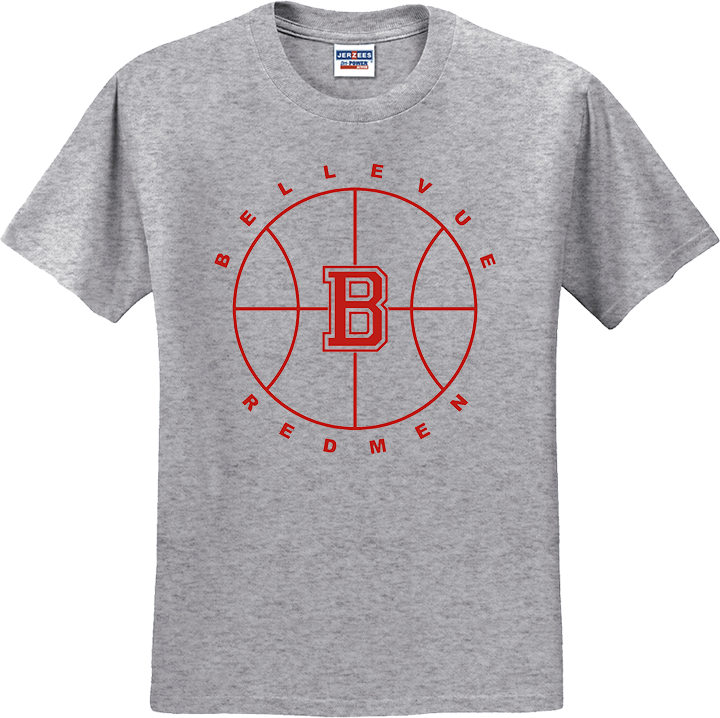 Bellevue Redmen B Ball (red) - Jerzees® - Youth Dri-Power® 50/50 Cotton/Poly T-Shirt - 29B