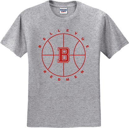 Bellevue Redmen B Ball (red) - Jerzees® - Youth Dri-Power® 50/50 Cotton/Poly T-Shirt - 29B