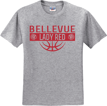 Bellevue Lady Red Ball (red) - Jerzees® - Dri-Power® 50/50 Cotton/Poly T-Shirt - 29B / 29M