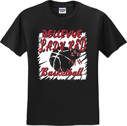 Bellevue Lady Red Basketball Cut Out - Jerzees® - Dri-Power® 50/50 Cotton/Poly T-Shirt - 29B / 29M