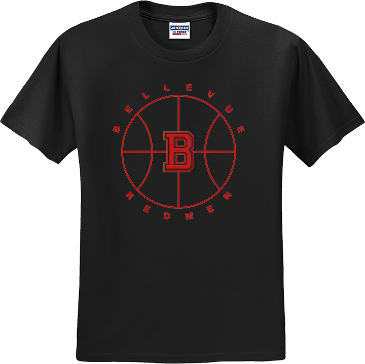 Bellevue Redmen B Ball (red) - Jerzees® - Youth Dri-Power® 50/50 Cotton/Poly T-Shirt - 29B