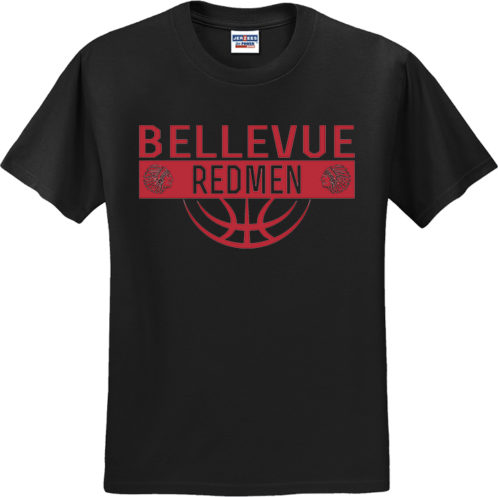 Bellevue Redmen Ball (red) - Jerzees® - Youth Dri-Power® 50/50 Cotton/Poly T-Shirt - 29B