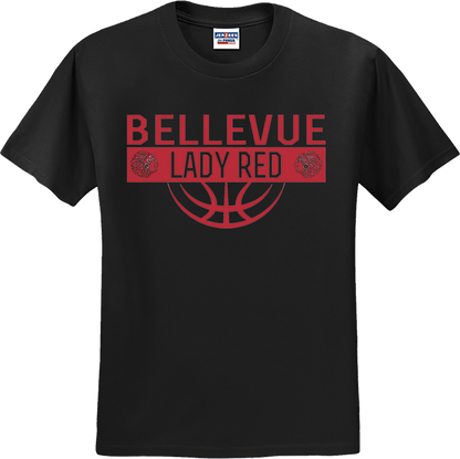 Bellevue Lady Red Ball (red) - Jerzees® - Dri-Power® 50/50 Cotton/Poly T-Shirt - 29B / 29M