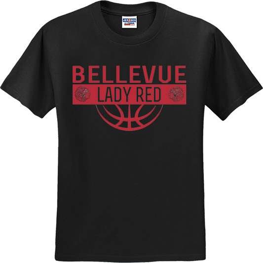 Bellevue Lady Red Ball (red) - Jerzees® - Dri-Power® 50/50 Cotton/Poly T-Shirt - 29B / 29M