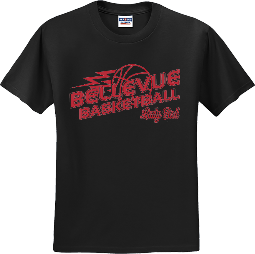 Bellevue Lady Red Basketball Lightning - Jerzees® - Dri-Power® 50/50 Cotton/Poly T-Shirt - 29B / 29M