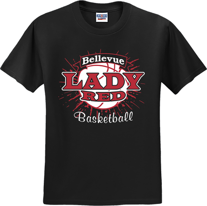 Bellevue Lady Red Basketball Banner (red) - Jerzees® - Dri-Power® 50/50 Cotton/Poly T-Shirt - 29B / 29M