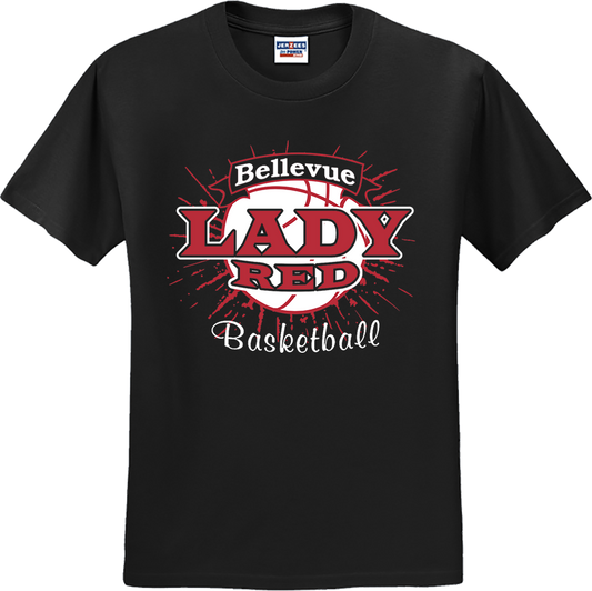 Bellevue Lady Red Basketball Banner (red) - Jerzees® - Dri-Power® 50/50 Cotton/Poly T-Shirt - 29B / 29M