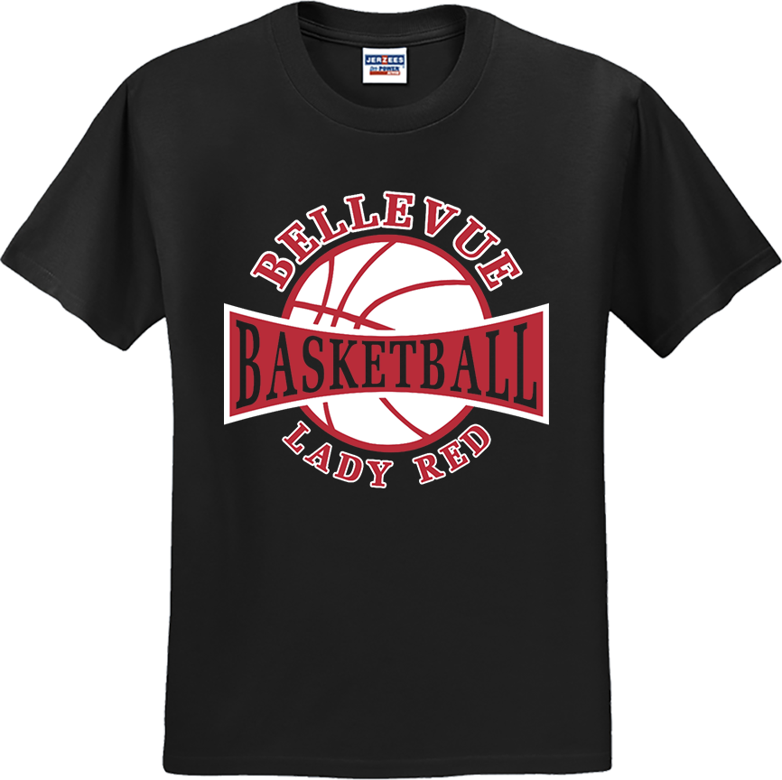 Bellevue Lady Red Basketball - Jerzees® - Dri-Power® 50/50 Cotton/Poly T-Shirt - 29B / 29M