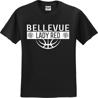 Bellevue Lady Red Ball (all white) - Jerzees® - Dri-Power® 50/50 Cotton/Poly T-Shirt - 29B / 29M