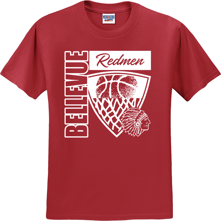 Bellevue Redmen Hoops Hero (all white)  - Jerzees® - Youth Dri-Power® 50/50 Cotton/Poly T-Shirt - 29B