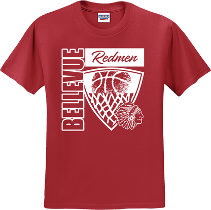 Bellevue Redmen Hoops Hero (all white)  - Jerzees® - Youth Dri-Power® 50/50 Cotton/Poly T-Shirt - 29B