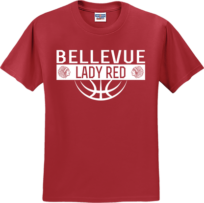 Bellevue Lady Red Ball (all white) - Jerzees® - Dri-Power® 50/50 Cotton/Poly T-Shirt - 29B / 29M