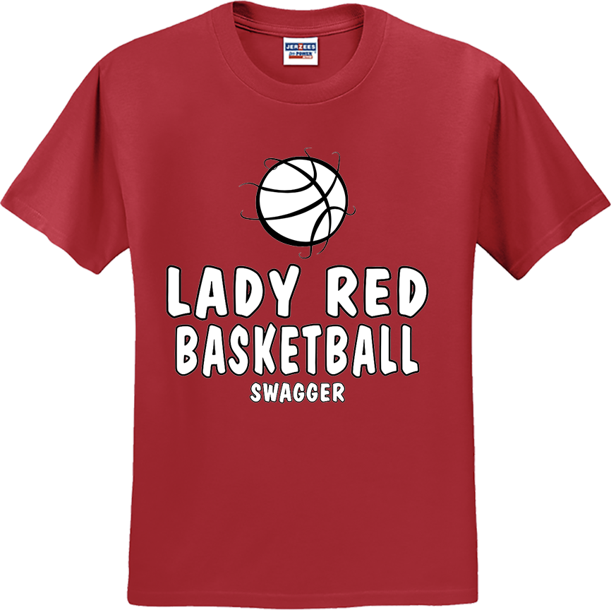 Bellevue Lady Red Basketball Swagger - Jerzees® - Dri-Power® 50/50 Cotton/Poly T-Shirt - 29B / 29M