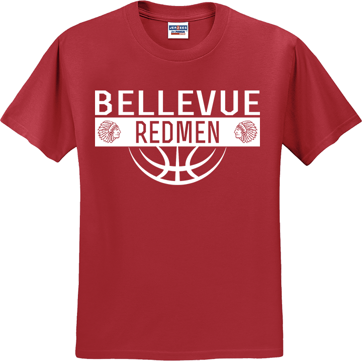 Bellevue Redmen Ball (all white) - Jerzees® - Youth Dri-Power® 50/50 Cotton/Poly T-Shirt - 29B