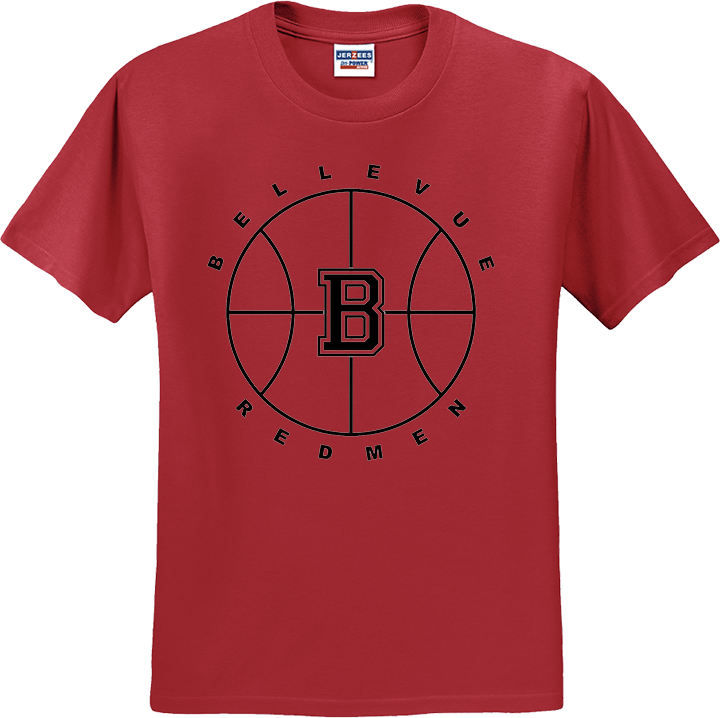 Bellevue Redmen B Ball (black) - Jerzees® - Youth Dri-Power® 50/50 Cotton/Poly T-Shirt - 29B