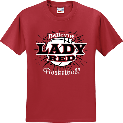 Bellevue Lady Red Basketball Banner - Jerzees® - Dri-Power® 50/50 Cotton/Poly T-Shirt - 29B / 29M