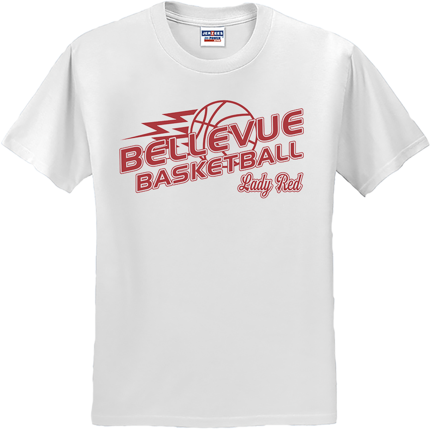 Bellevue Lady Red Basketball Lightning - Jerzees® - Dri-Power® 50/50 Cotton/Poly T-Shirt - 29B / 29M