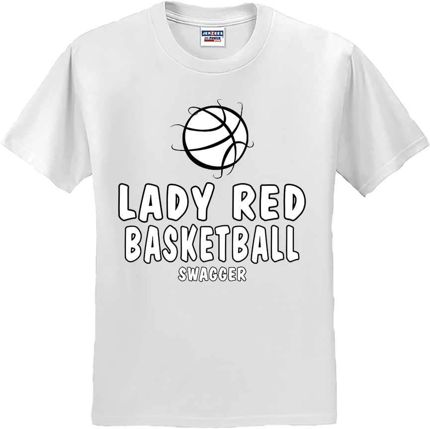 Bellevue Lady Red Basketball Swagger - Jerzees® - Dri-Power® 50/50 Cotton/Poly T-Shirt - 29B / 29M