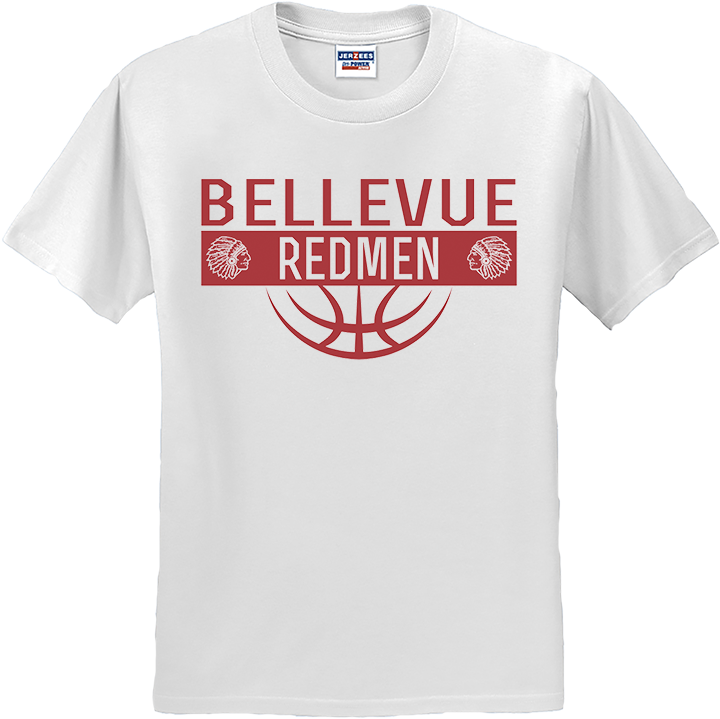 Bellevue Redmen Ball (red) - Jerzees® - Youth Dri-Power® 50/50 Cotton/Poly T-Shirt - 29B