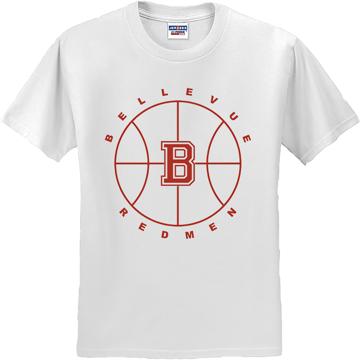 Bellevue Redmen B Ball (red) - Jerzees® - Youth Dri-Power® 50/50 Cotton/Poly T-Shirt - 29B